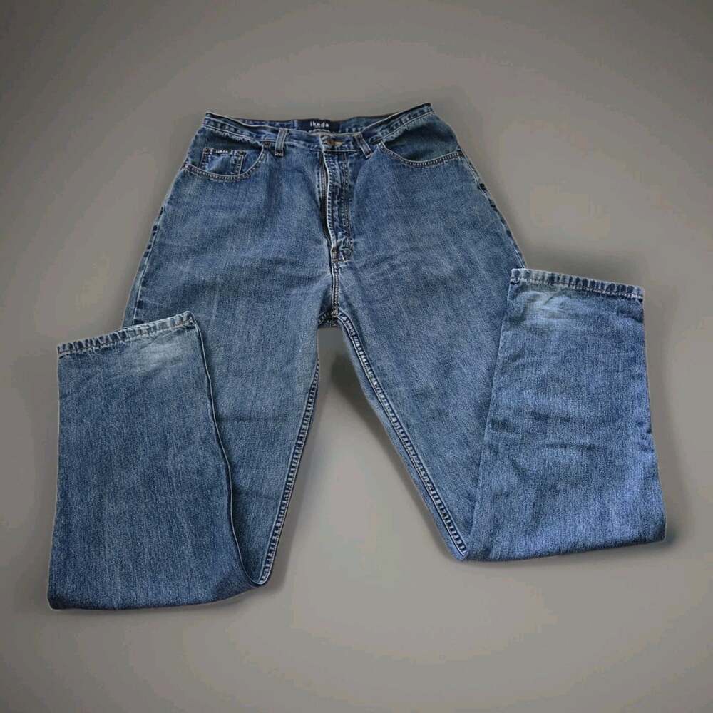 Ikeda Jeans Vintage Womens Size 34 Straight Leg Blue Denim 90s Classic Retro